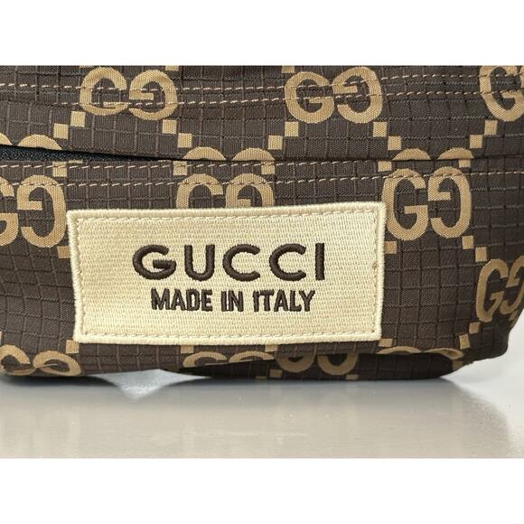 Gucci Maxi GG Logo BrownNylon Belt Bag 767934 Italy New - Picture 6 of 14